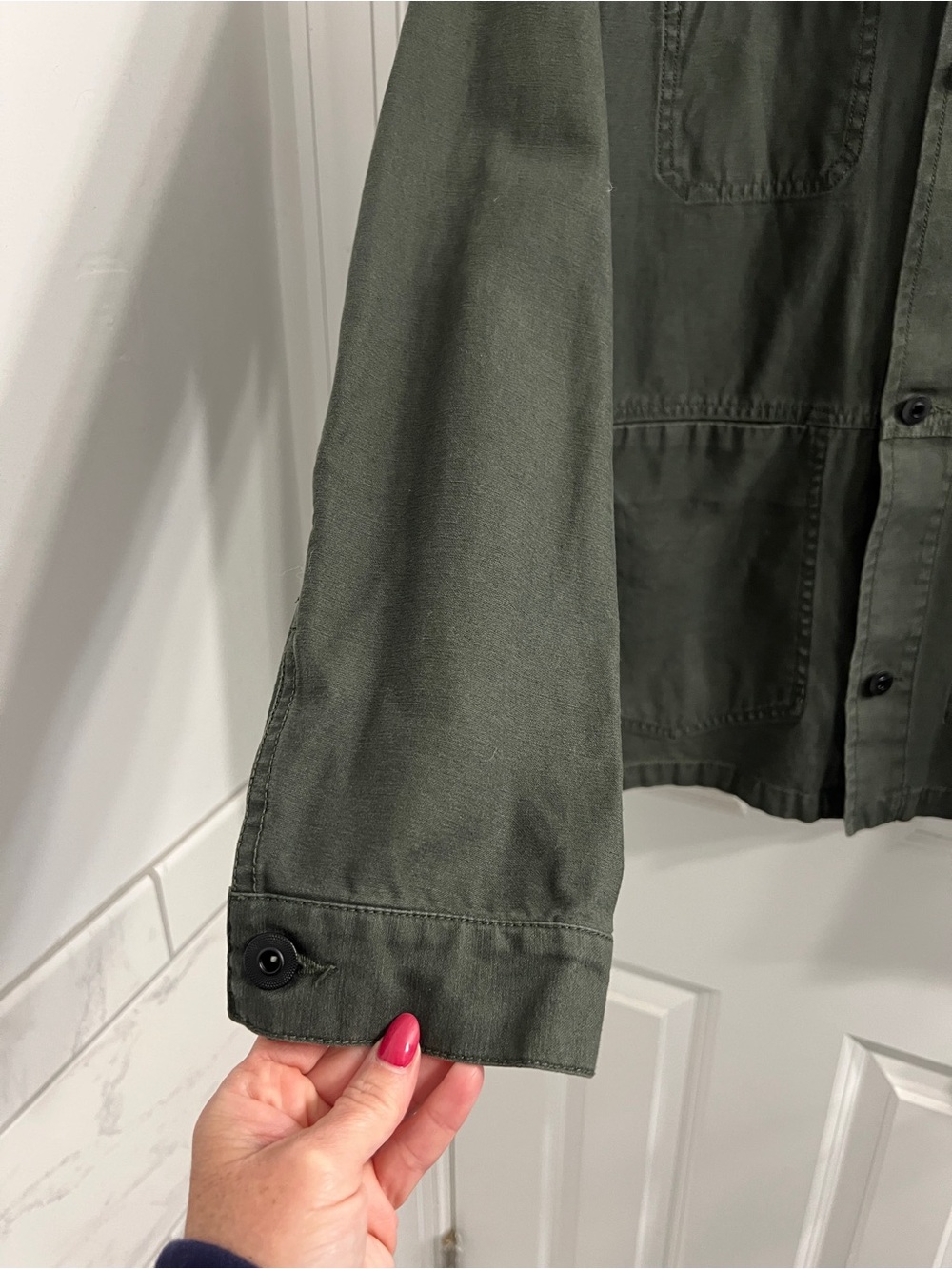 ASOS Olive Green Utility Jacket Shirt with Patch Pockets- Small - Picture 8 of 13